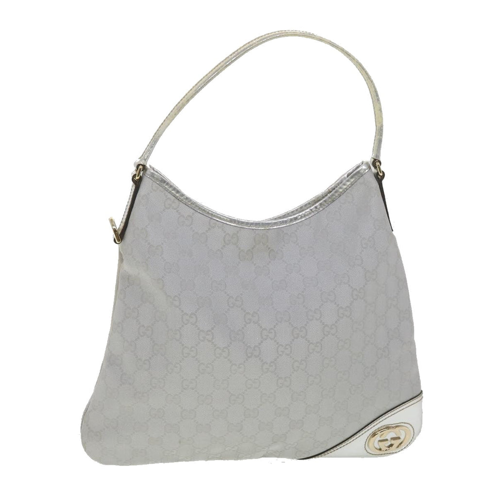 GUCCI GG Canvas Shoulder Bag Silver 169947 yk6144B