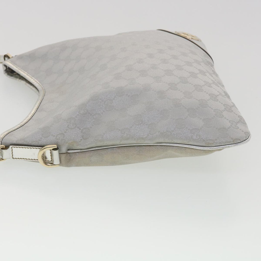 GUCCI GG Canvas Shoulder Bag Silver 169947 yk6144B