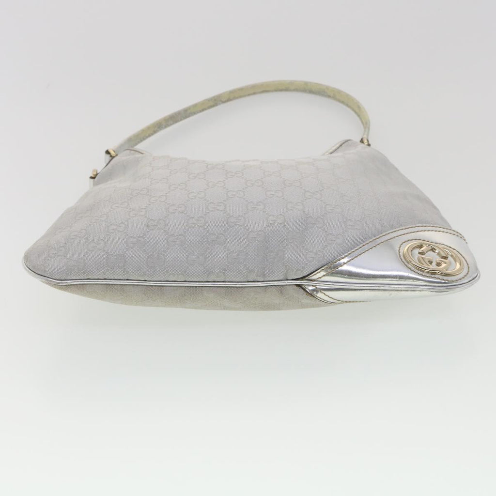GUCCI GG Canvas Shoulder Bag Silver 169947 yk6144B