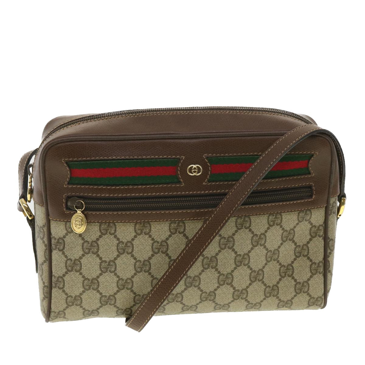 GUCCI GG Canvas Web Sherry Line Shoulder Bag Red Beige Green 001.56 yk6153B
