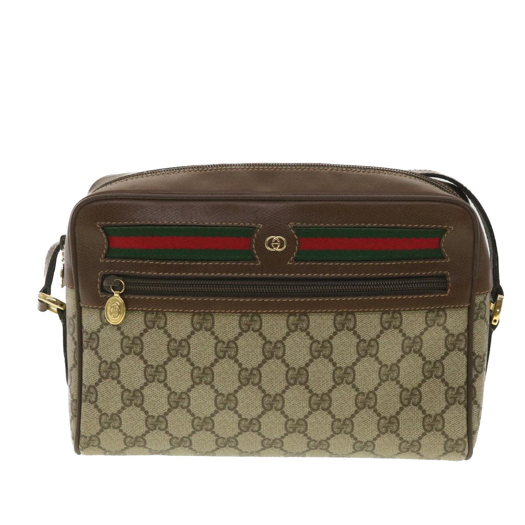 GUCCI GG Canvas Web Sherry Line Shoulder Bag Red Beige Green 001.56 yk6153B