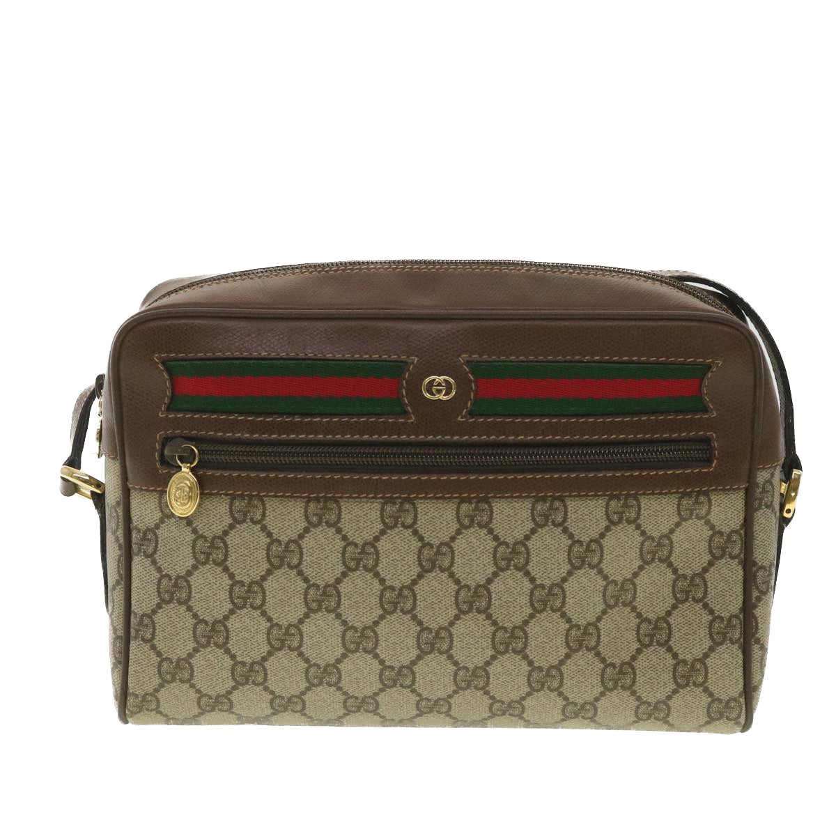 GUCCI GG Canvas Web Sherry Line Shoulder Bag Red Beige Green 001.56 yk6153B