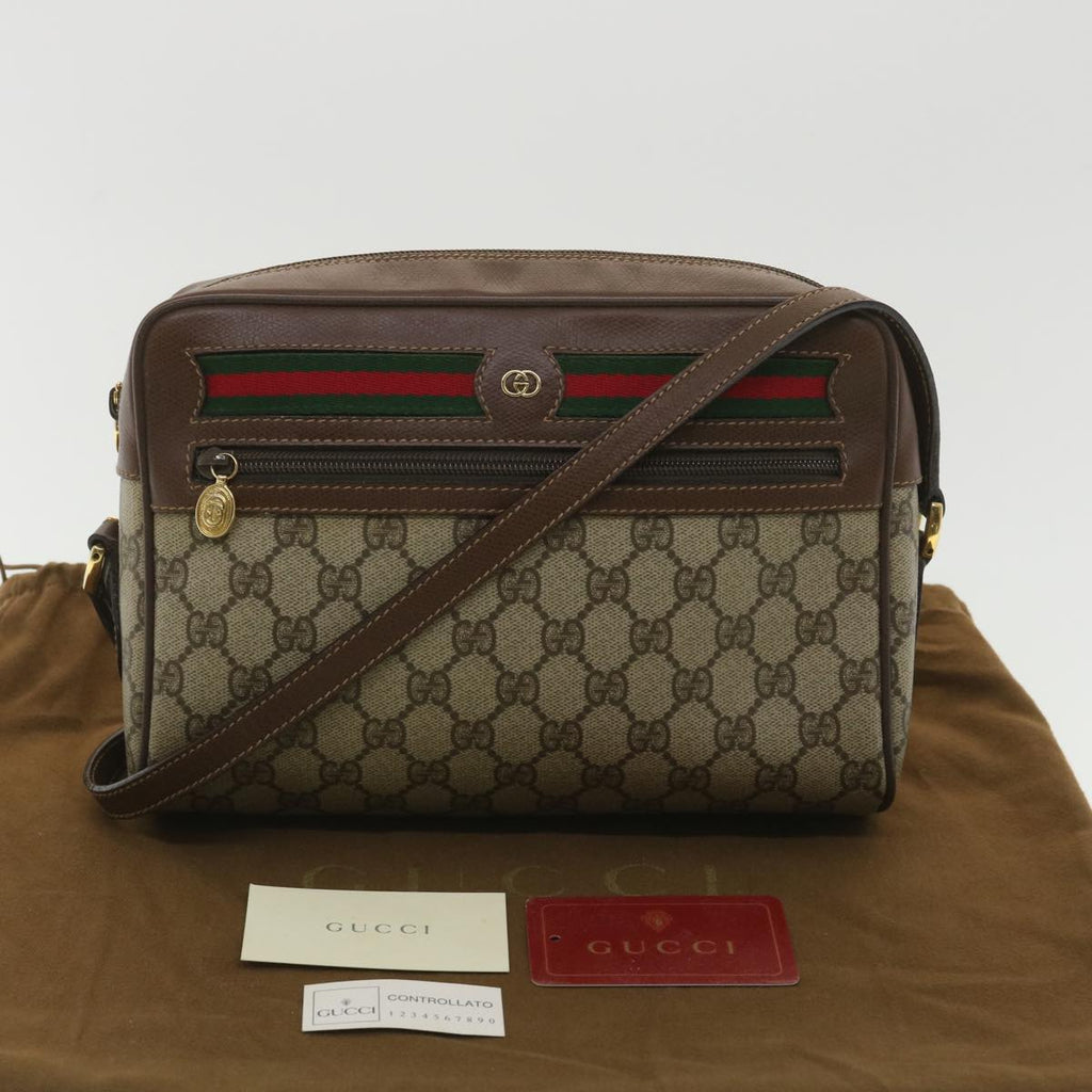 GUCCI GG Canvas Web Sherry Line Shoulder Bag Red Beige Green 001.56 yk6153B