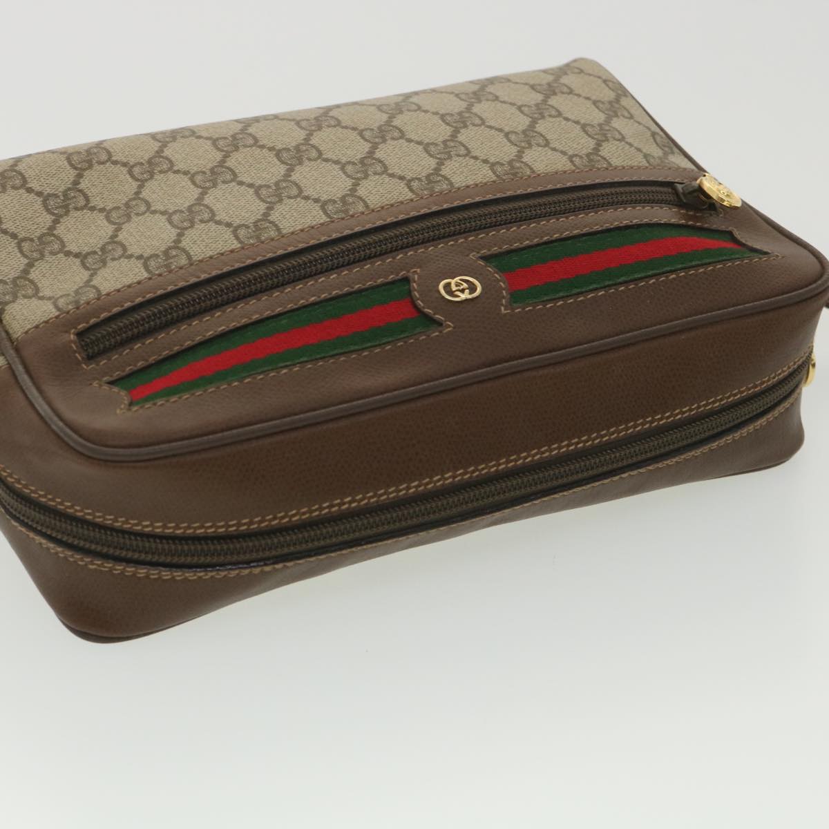 GUCCI GG Canvas Web Sherry Line Shoulder Bag Red Beige Green 001.56 yk6153B