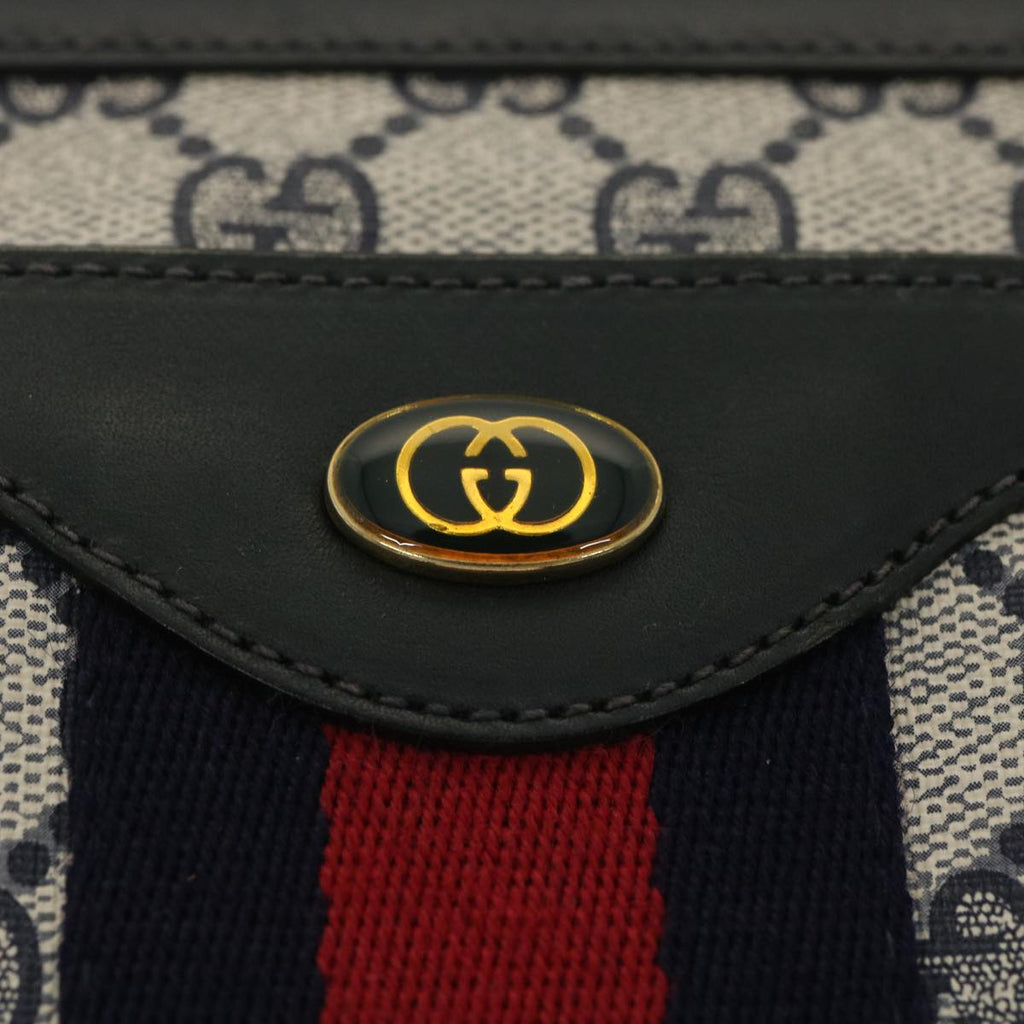 GUCCI GG Canvas Sherry Line Shoulder Bag PVC Leather Gray Red Navy yk6173B