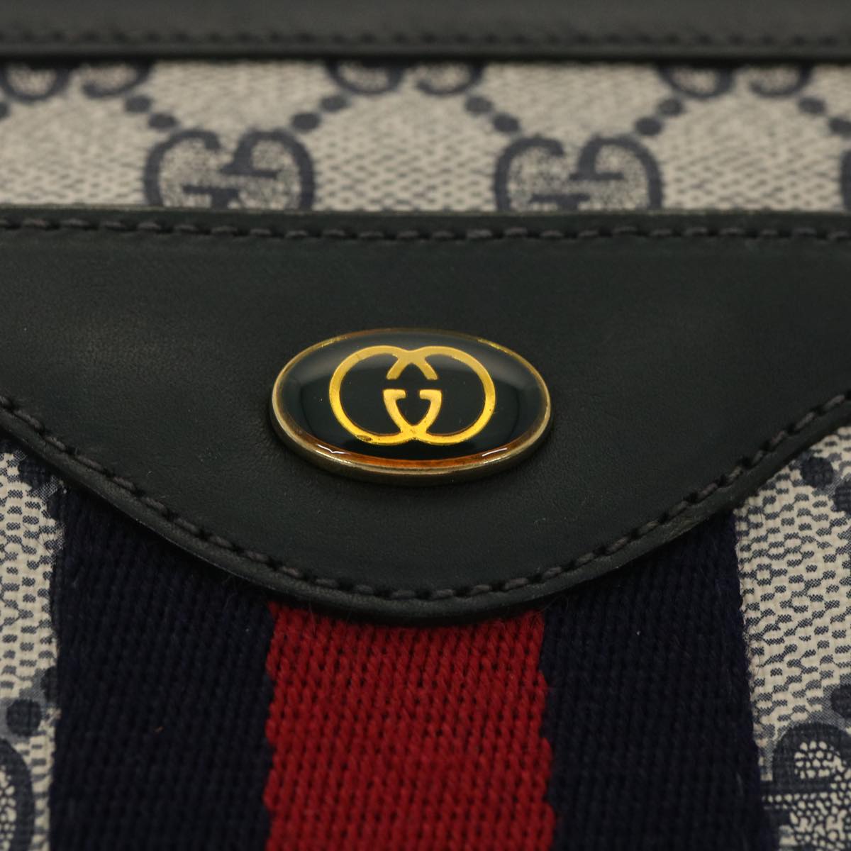 GUCCI GG Canvas Sherry Line Shoulder Bag PVC Leather Gray Red Navy yk6173B