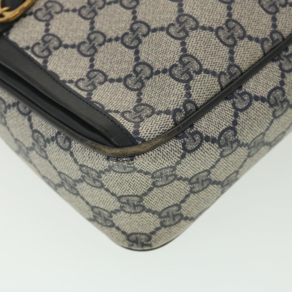 GUCCI GG Canvas Shoulder Bag PVC Leather Gray Navy 001.29.0117 yk6180