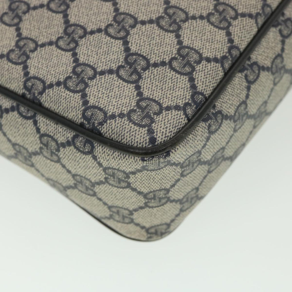 GUCCI GG Canvas Shoulder Bag PVC Leather Gray Navy 001.29.0117 yk6180