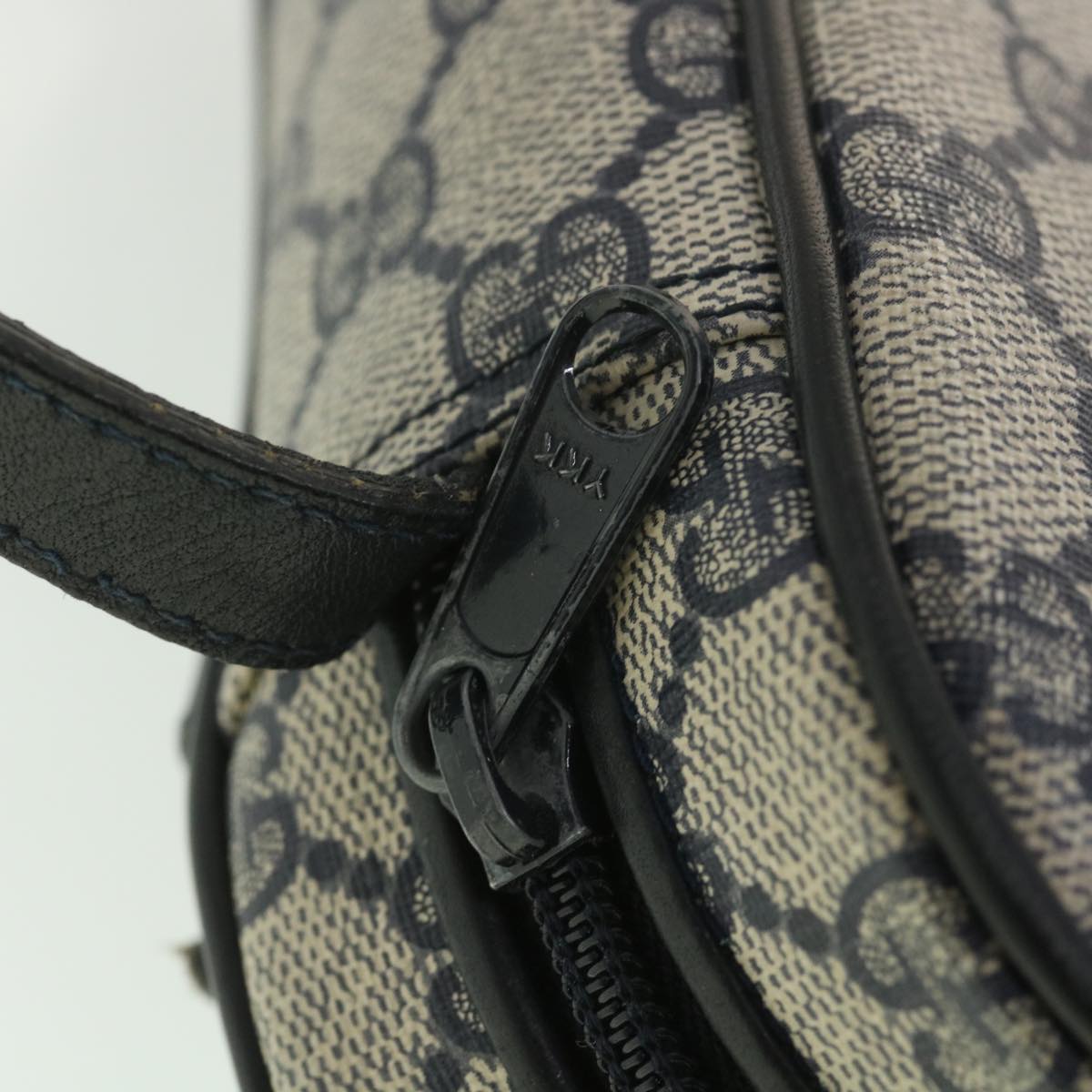 GUCCI GG Canvas Shoulder Bag PVC Leather Gray Navy 001.29.0117 yk6180