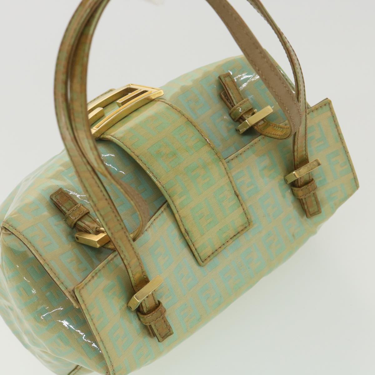 FENDI Zucchino Canvas Hand Bag Blue yk6199B