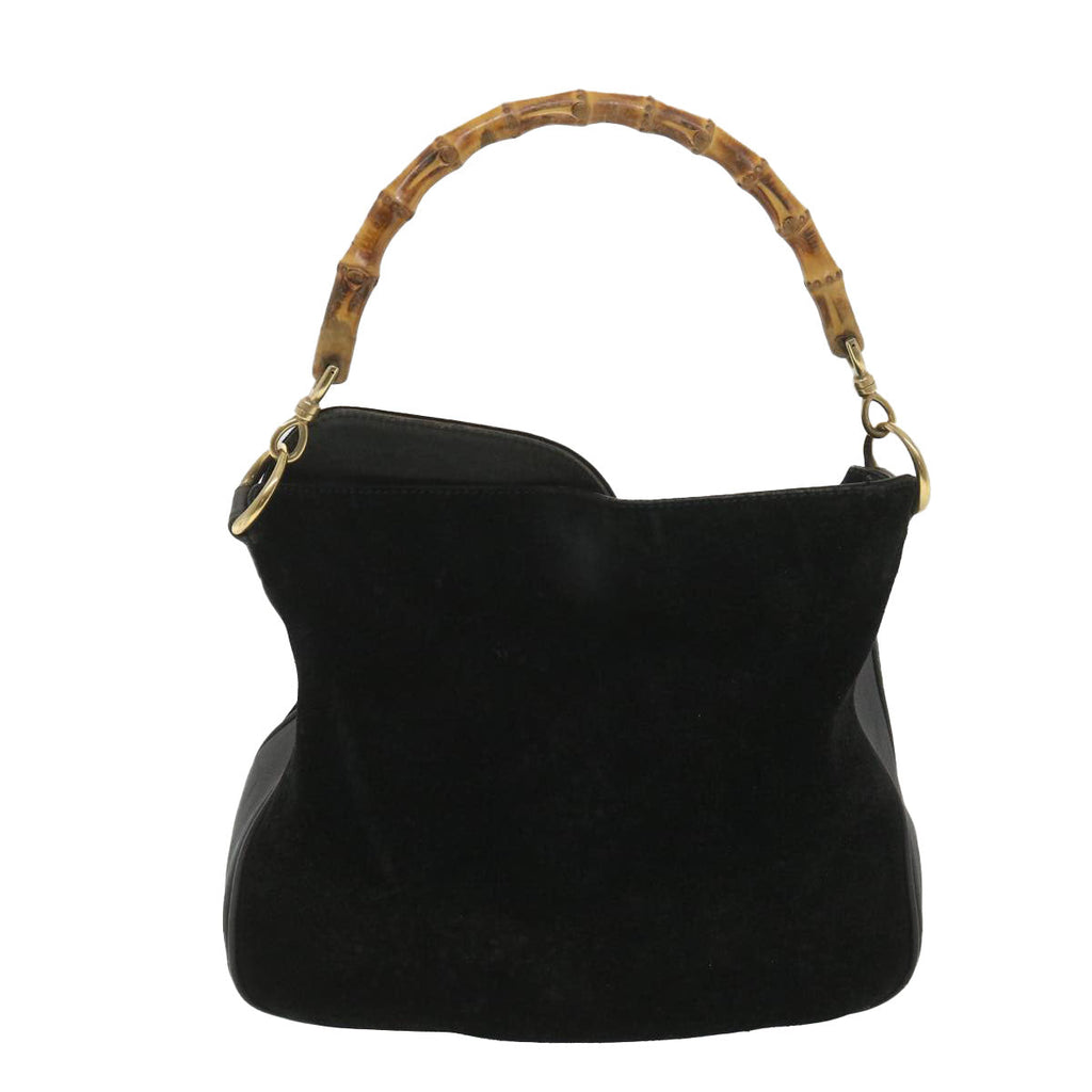 GUCCI Bamboo Hand Bag Suede 2way Black 001.3444.1638 yk6212B