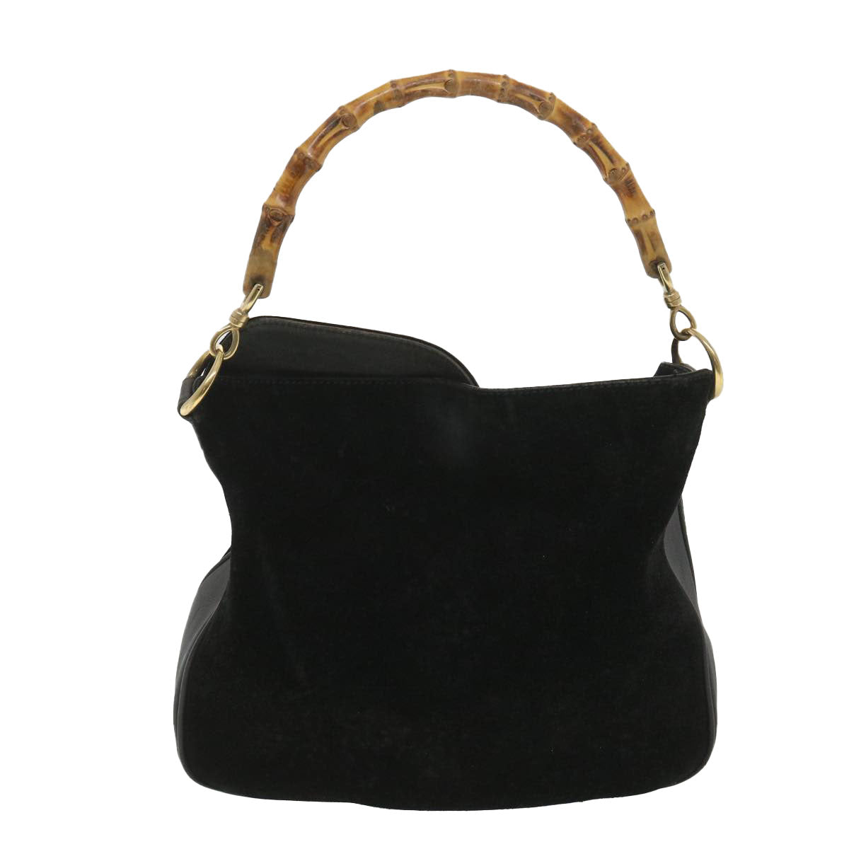 GUCCI Bamboo Hand Bag Suede 2way Black 001.3444.1638 yk6212B