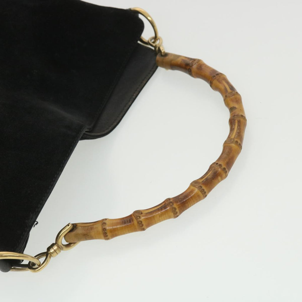 GUCCI Bamboo Hand Bag Suede 2way Black 001.3444.1638 yk6212B