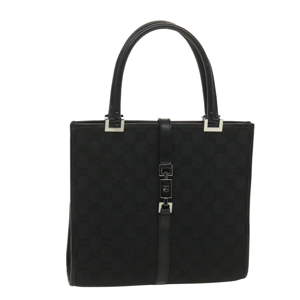 GUCCI GG Canvas Jackie Hand Bag Black 01715/3444 yk6249