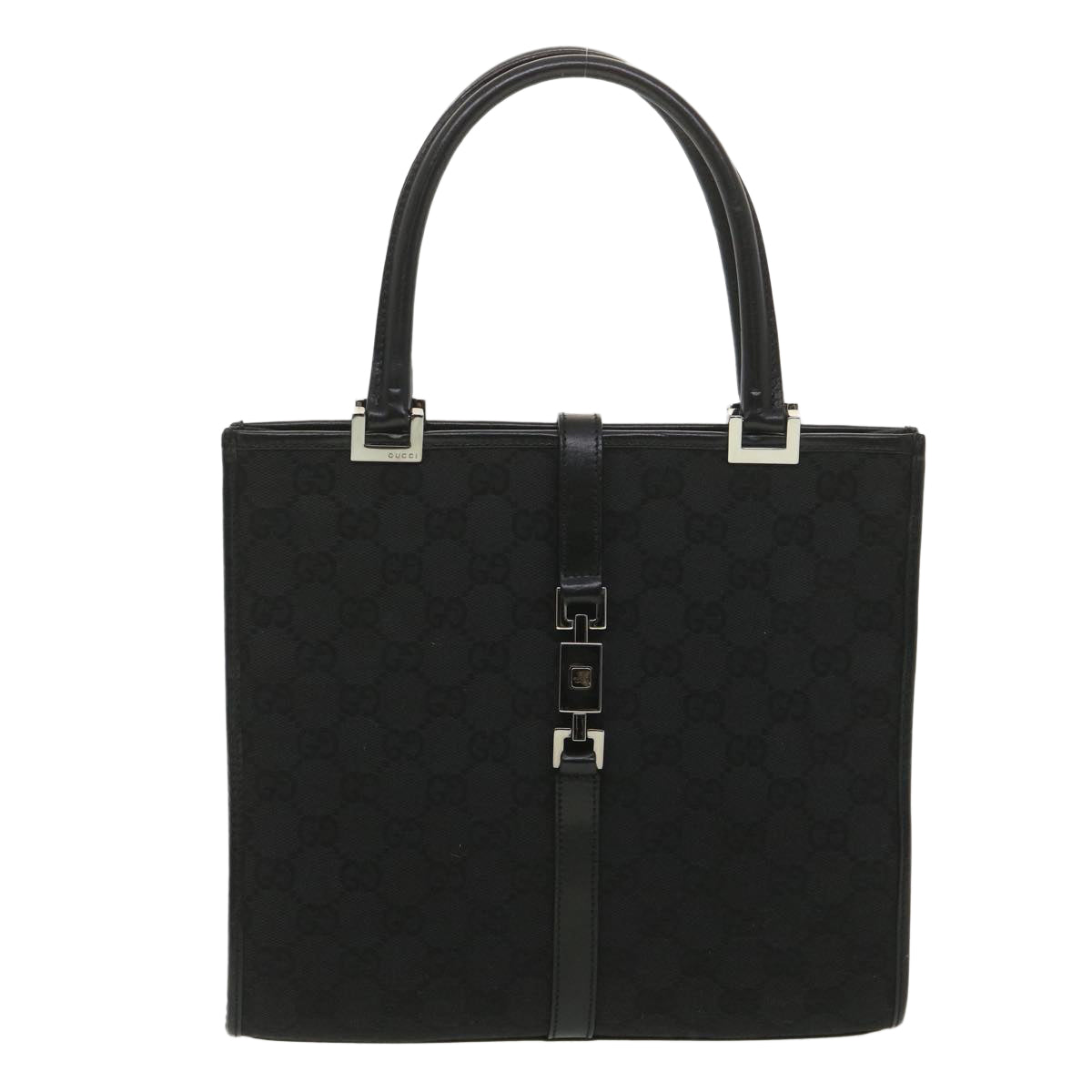 GUCCI GG Canvas Jackie Hand Bag Black 01715/3444 yk6249