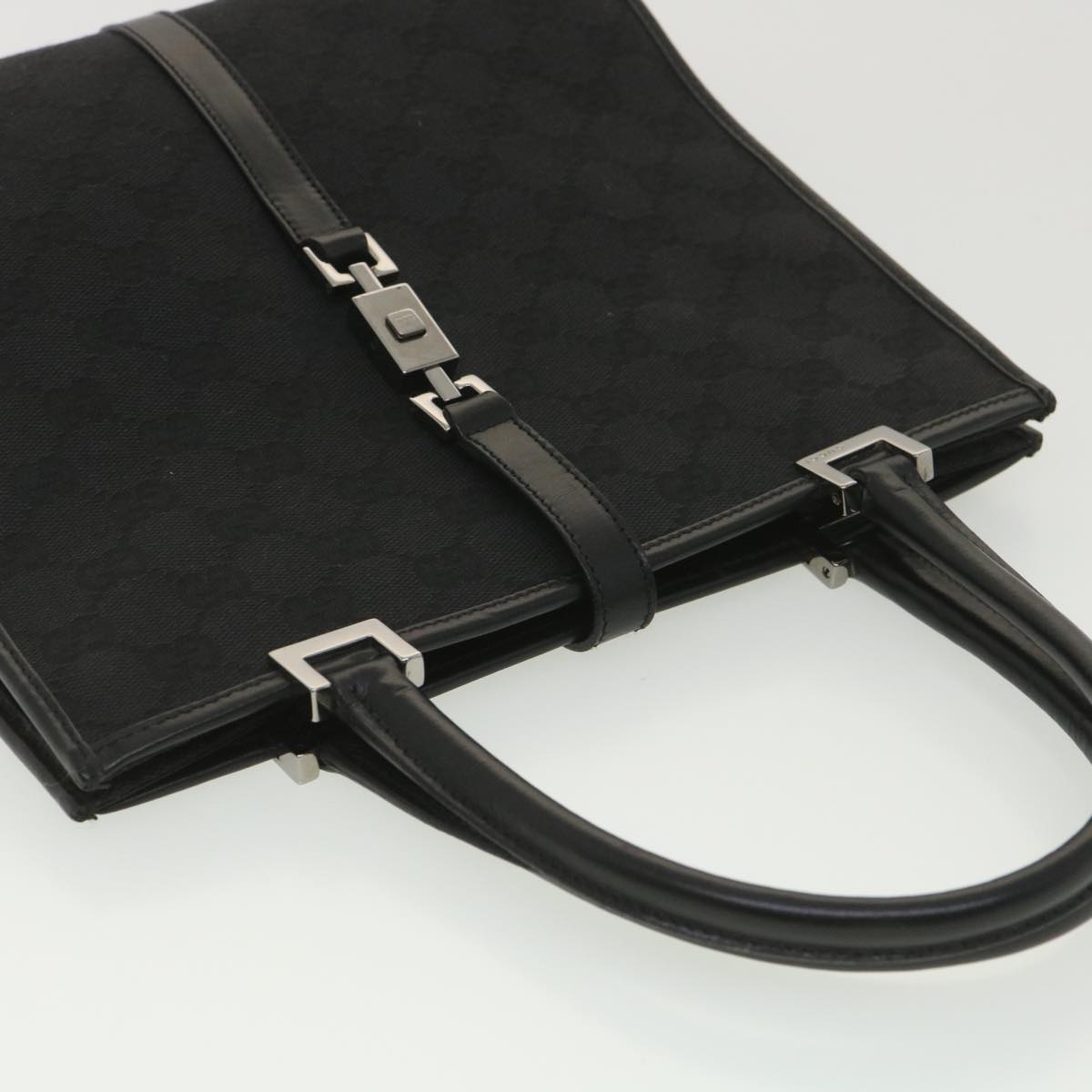 GUCCI GG Canvas Jackie Hand Bag Black 01715/3444 yk6249