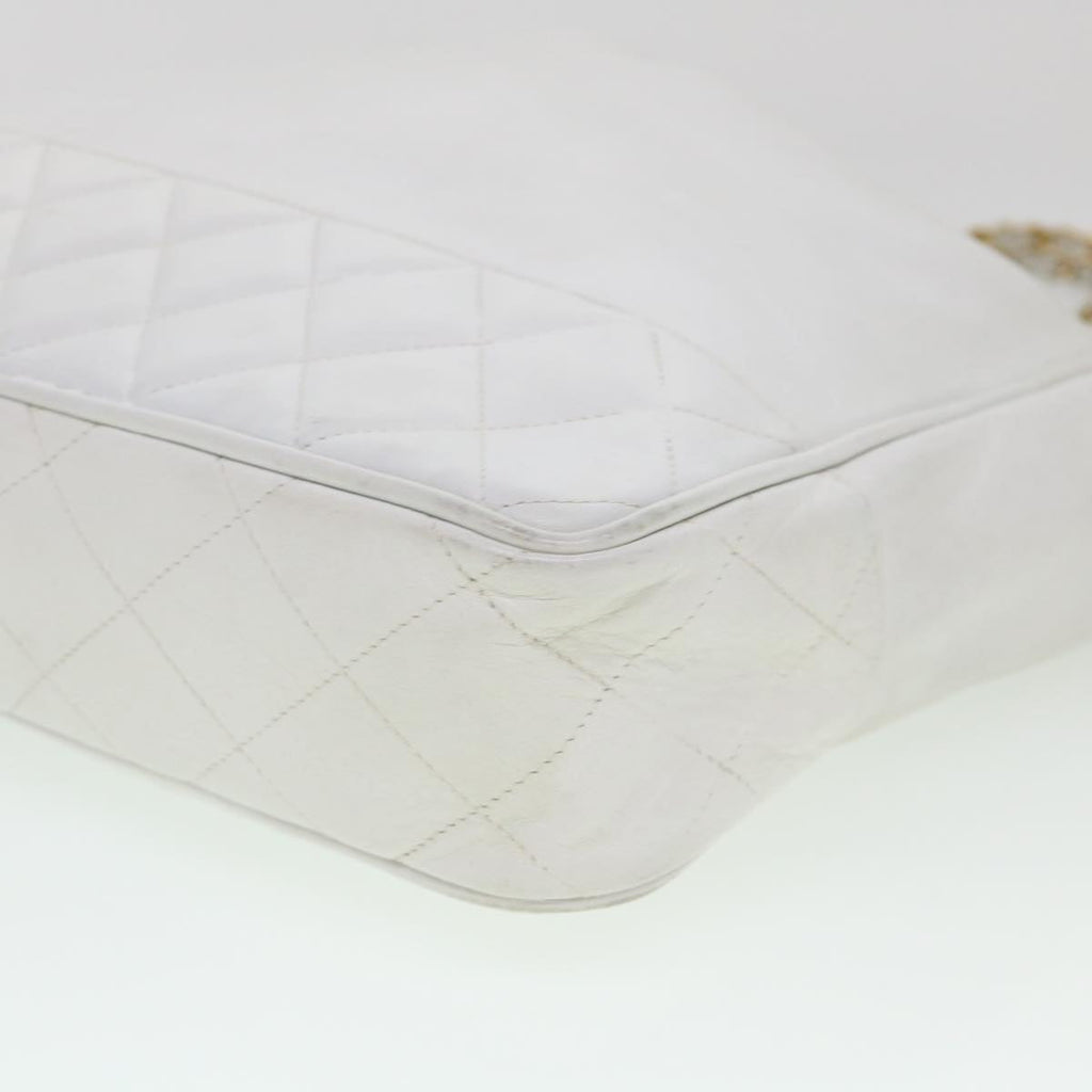 CHANEL Chain Shoulder Bag Lamb Skin White CC yk6254