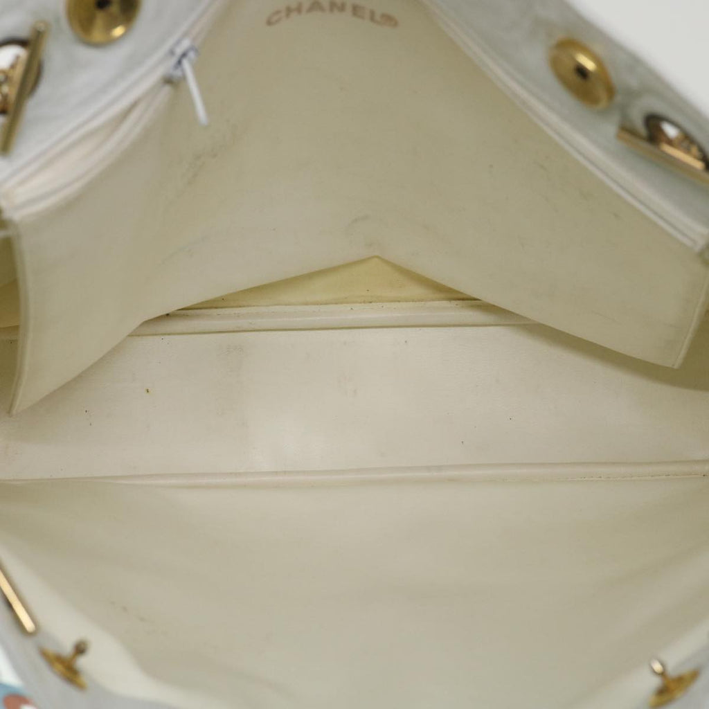 CHANEL Chain Shoulder Bag Lamb Skin White CC yk6254