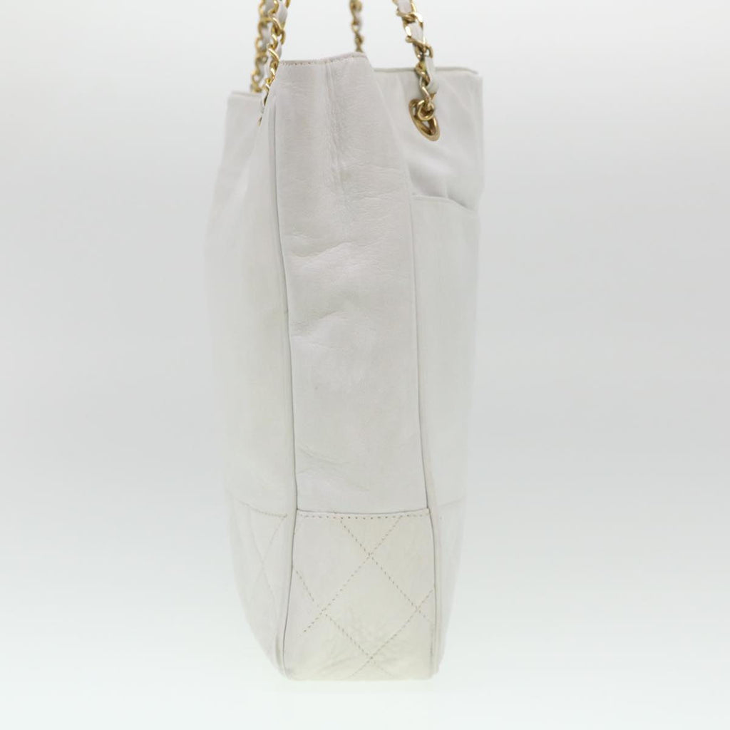 CHANEL Chain Shoulder Bag Lamb Skin White CC yk6254