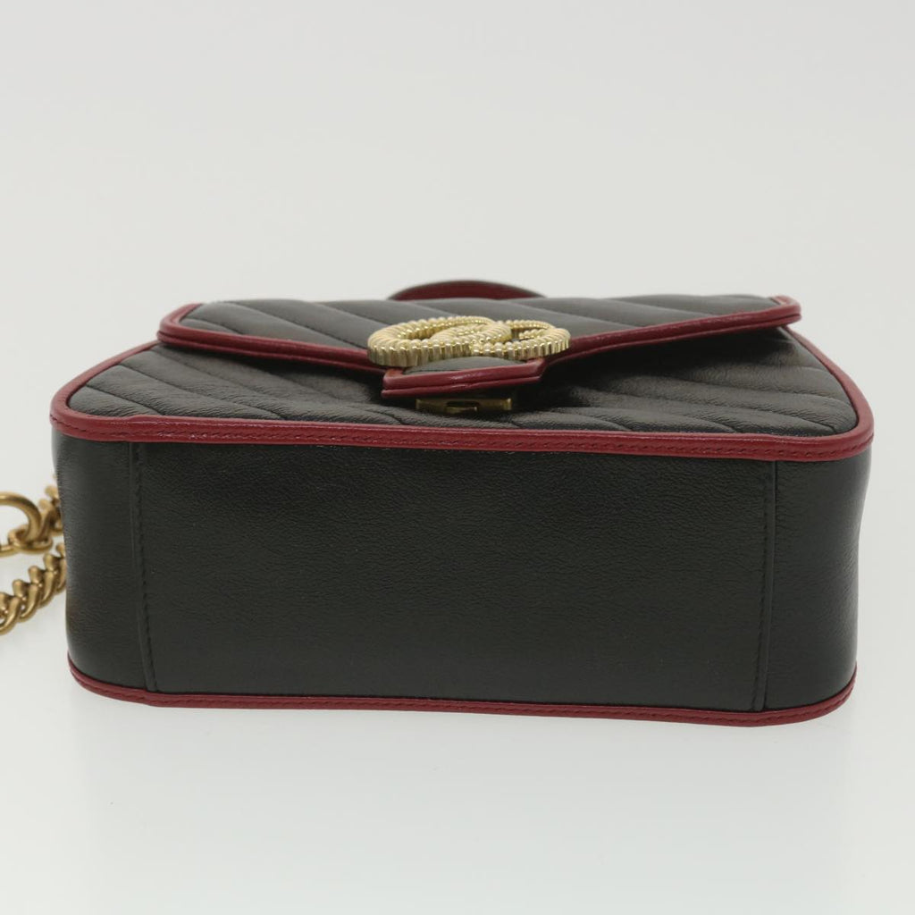 GUCCI GG Marmont Hand Bag Leather 2way Black 583571 yk6261