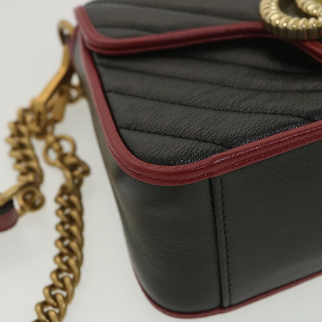 GUCCI GG Marmont Hand Bag Leather 2way Black 583571 yk6261