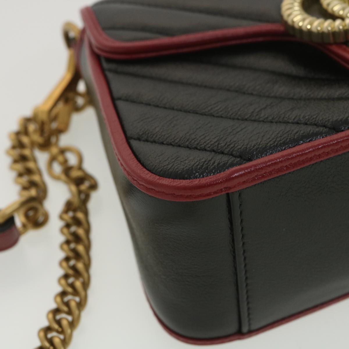GUCCI GG Marmont Hand Bag Leather 2way Black 583571 yk6261