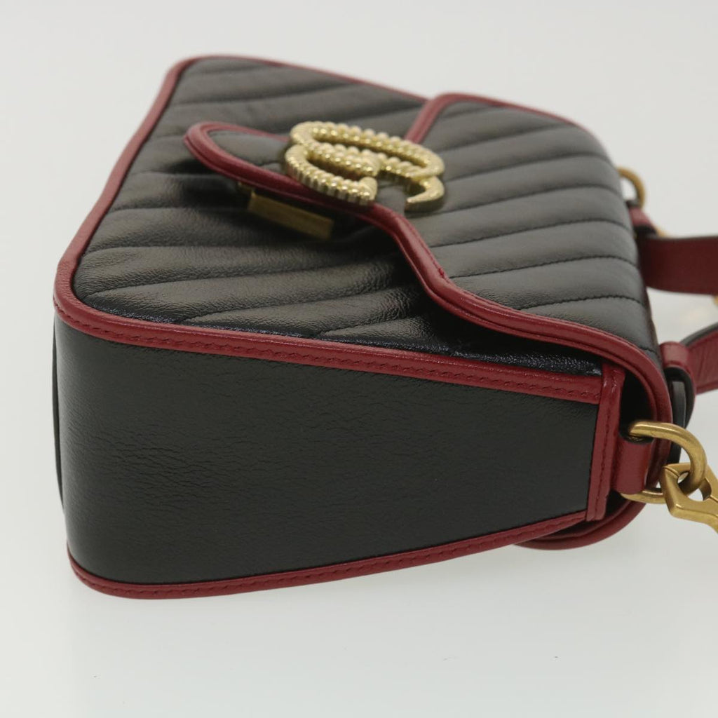 GUCCI GG Marmont Hand Bag Leather 2way Black 583571 yk6261