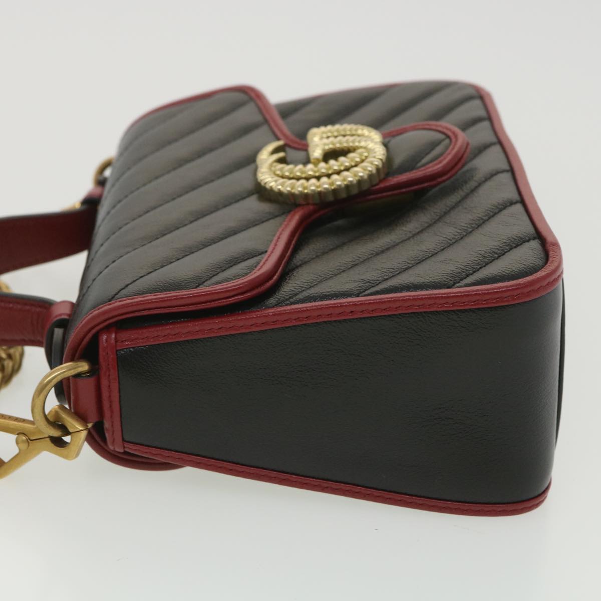 GUCCI GG Marmont Hand Bag Leather 2way Black 583571 yk6261