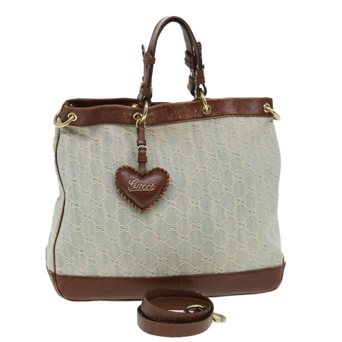 GUCCI GG Canvas Hand Bag 2way Blue 282342 yk6270