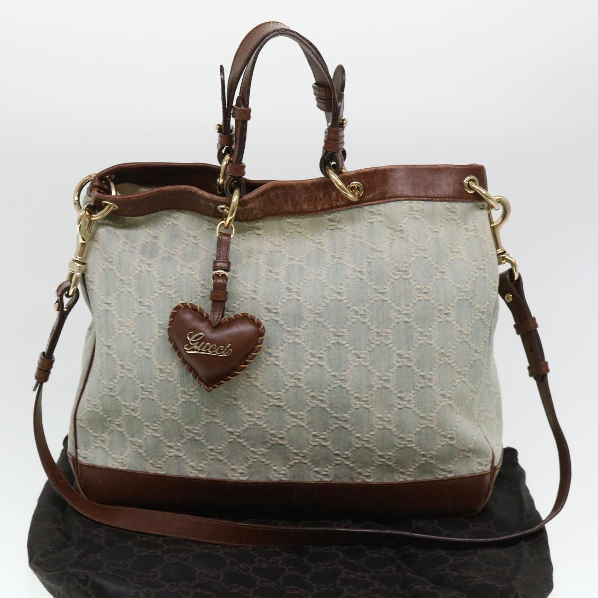 GUCCI GG Canvas Hand Bag 2way Blue 282342 yk6270