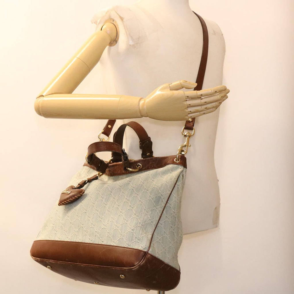 GUCCI GG Canvas Hand Bag 2way Blue 282342 yk6270