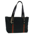 GUCCI GG Canvas Web Sherry Line Tote Bag Black Red Green 137396 yk6284