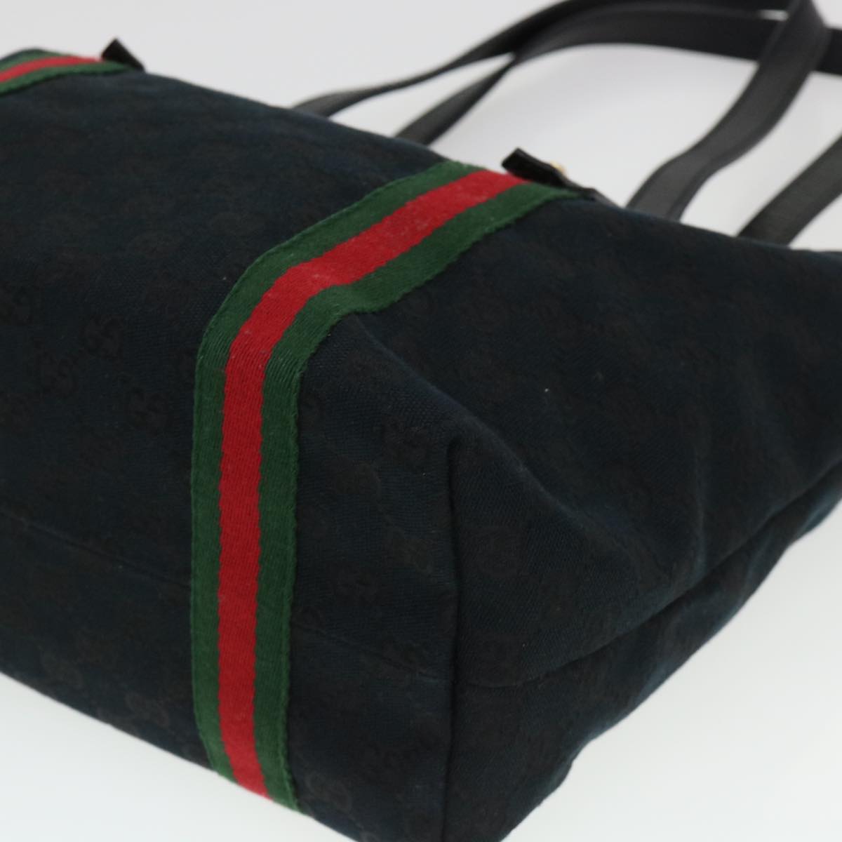 GUCCI GG Canvas Web Sherry Line Tote Bag Black Red Green 137396 yk6284