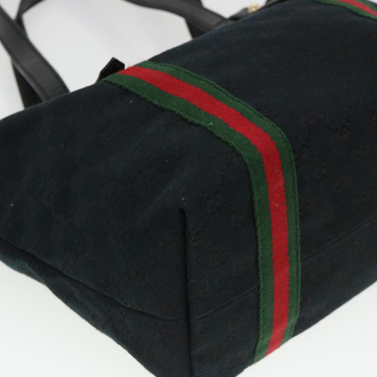 GUCCI GG Canvas Web Sherry Line Tote Bag Black Red Green 137396 yk6284