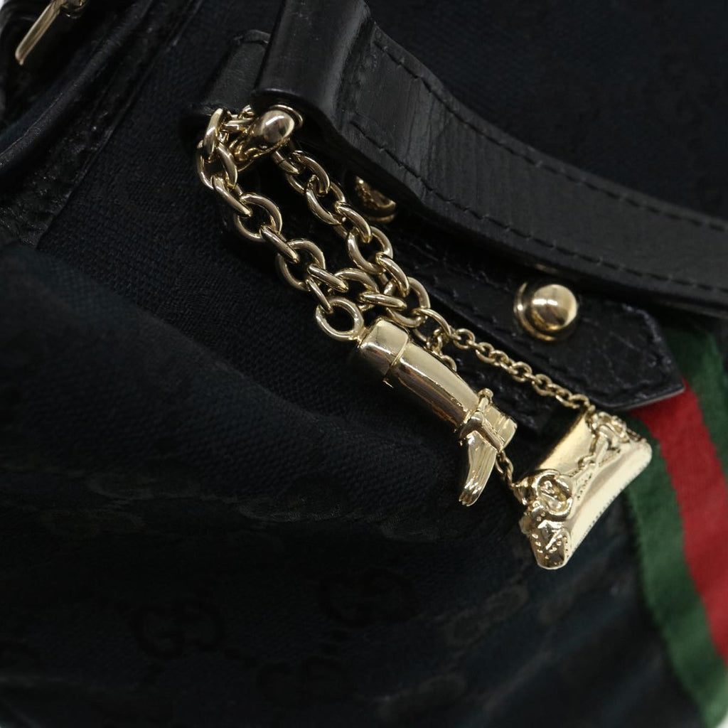 GUCCI GG Canvas Web Sherry Line Tote Bag Black Red Green 137396 yk6284