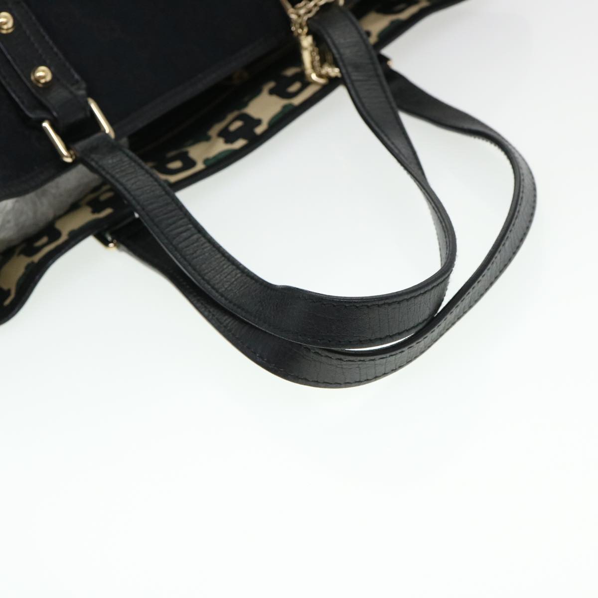GUCCI GG Canvas Web Sherry Line Tote Bag Black Red Green 137396 yk6284