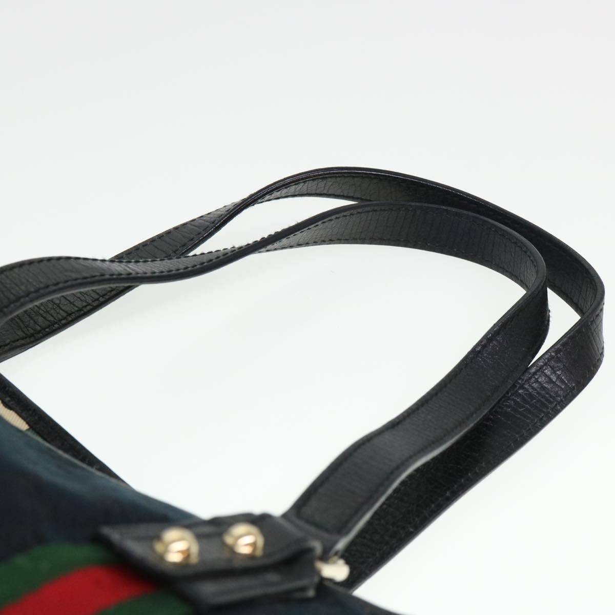 GUCCI GG Canvas Web Sherry Line Tote Bag Black Red Green 137396 yk6284
