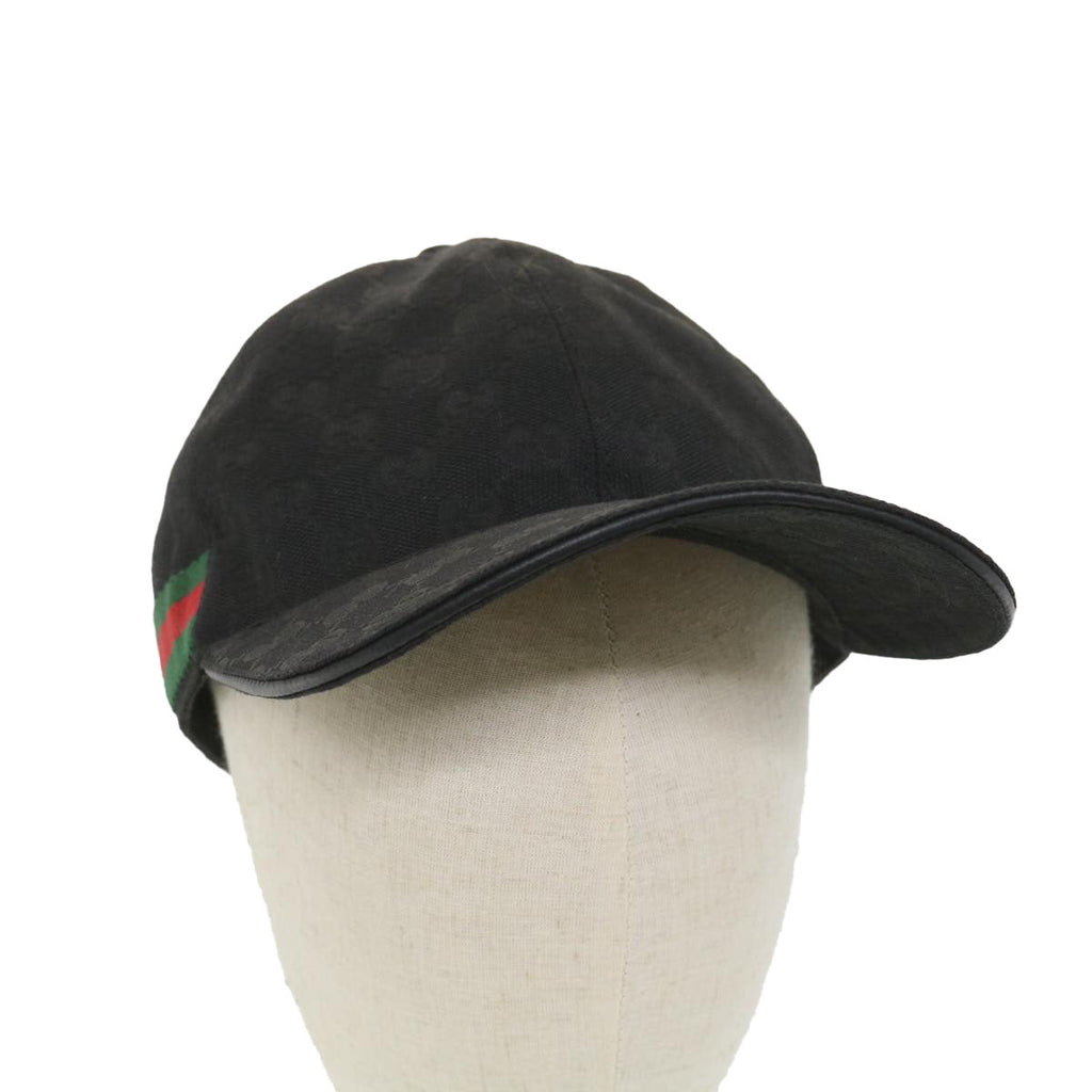 GUCCI GG Canvas Web Sherry Line Cap XL Black Red Green 200035 yk6297
