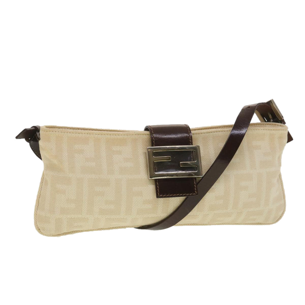 FENDI Zucca Canvas Mamma Baguette Shoulder Bag Beige yk6309