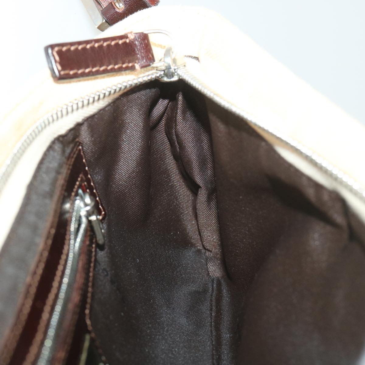 FENDI Zucca Canvas Mamma Baguette Shoulder Bag Beige yk6309