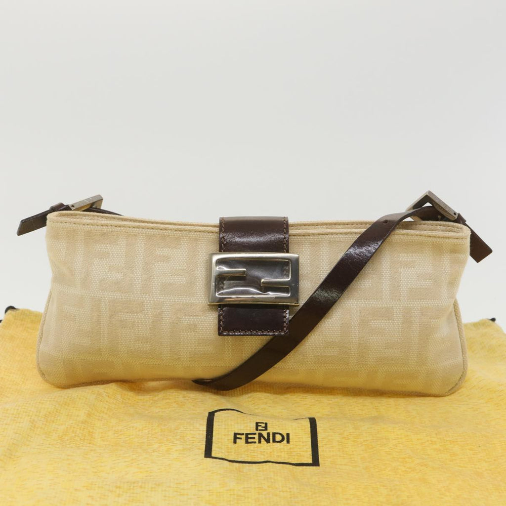 FENDI Zucca Canvas Mamma Baguette Shoulder Bag Beige yk6309