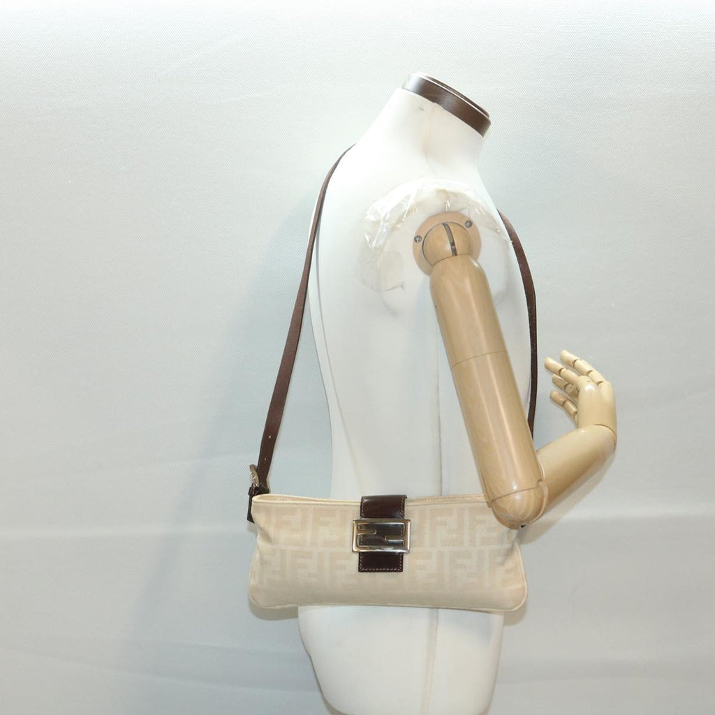 FENDI Zucca Canvas Mamma Baguette Shoulder Bag Beige yk6309