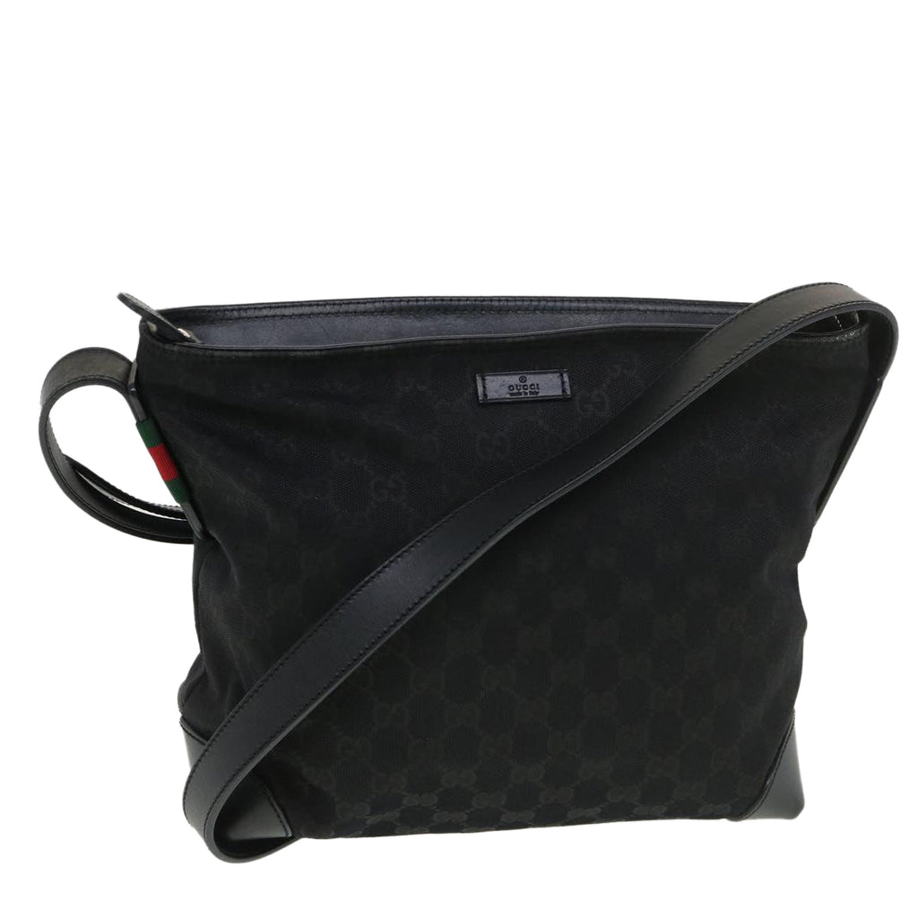 GUCCI GG Canvas Shoulder Bag Black 337598 yk6342