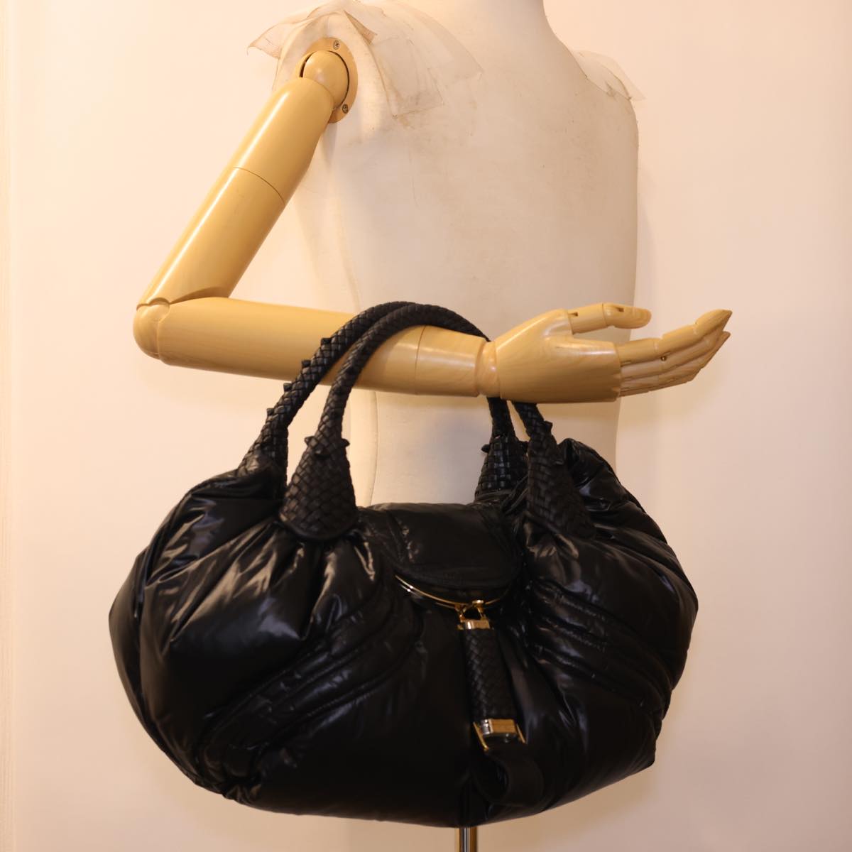 FENDI Spy Hand Bag Moncler Collaboration Nylon Black yk6510