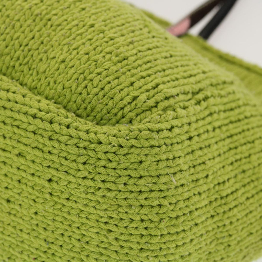 FENDI Floral Tote Bag Wool Harako Leather Green Pink yk6518