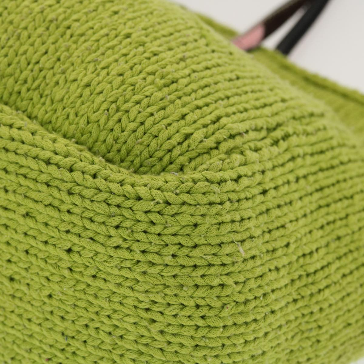 FENDI Floral Tote Bag Wool Harako Leather Green Pink yk6518