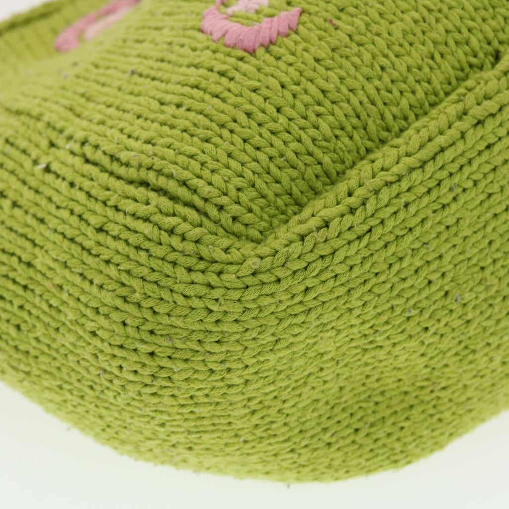 FENDI Floral Tote Bag Wool Harako Leather Green Pink yk6518