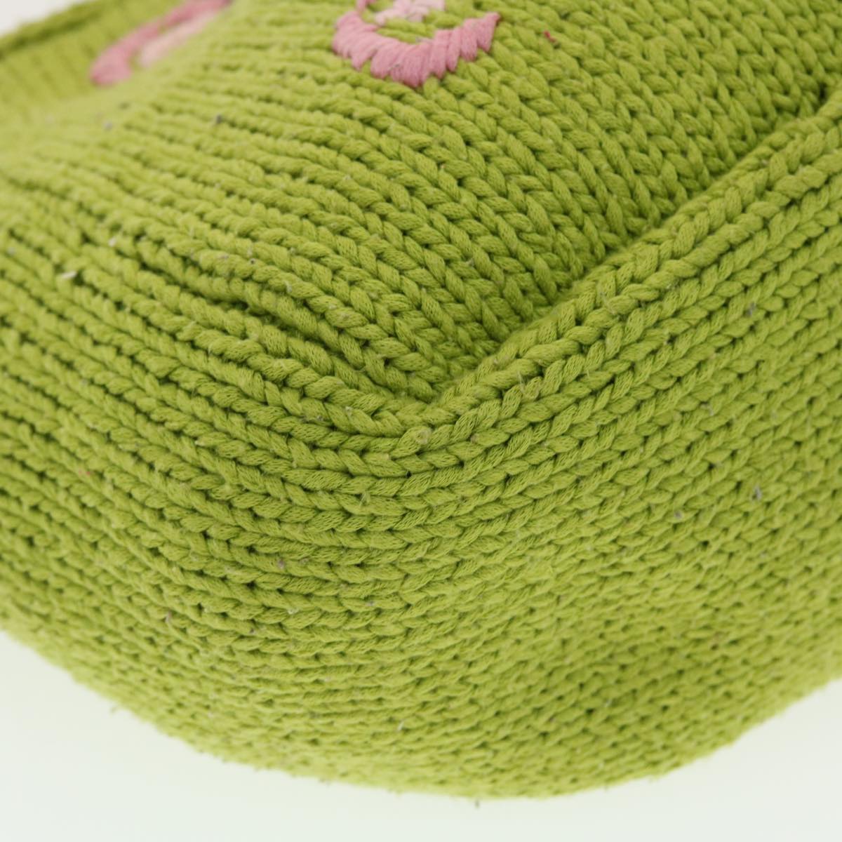 FENDI Floral Tote Bag Wool Harako Leather Green Pink yk6518