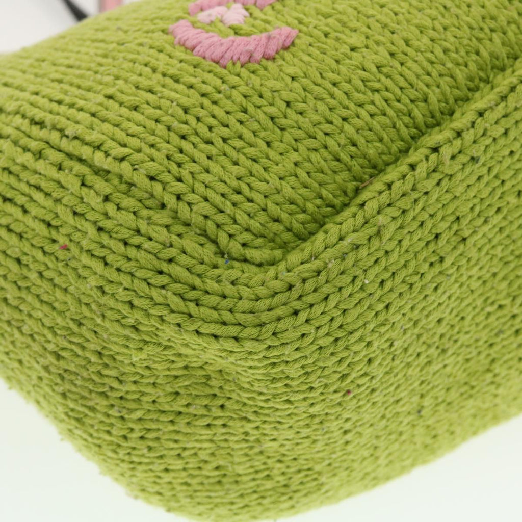 FENDI Floral Tote Bag Wool Harako Leather Green Pink yk6518