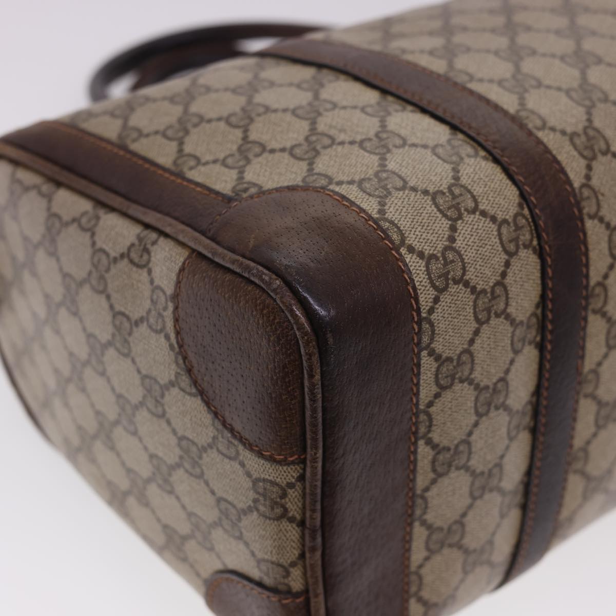 GUCCI GG Canvas Hand Bag PVC Leather Beige yk6522
